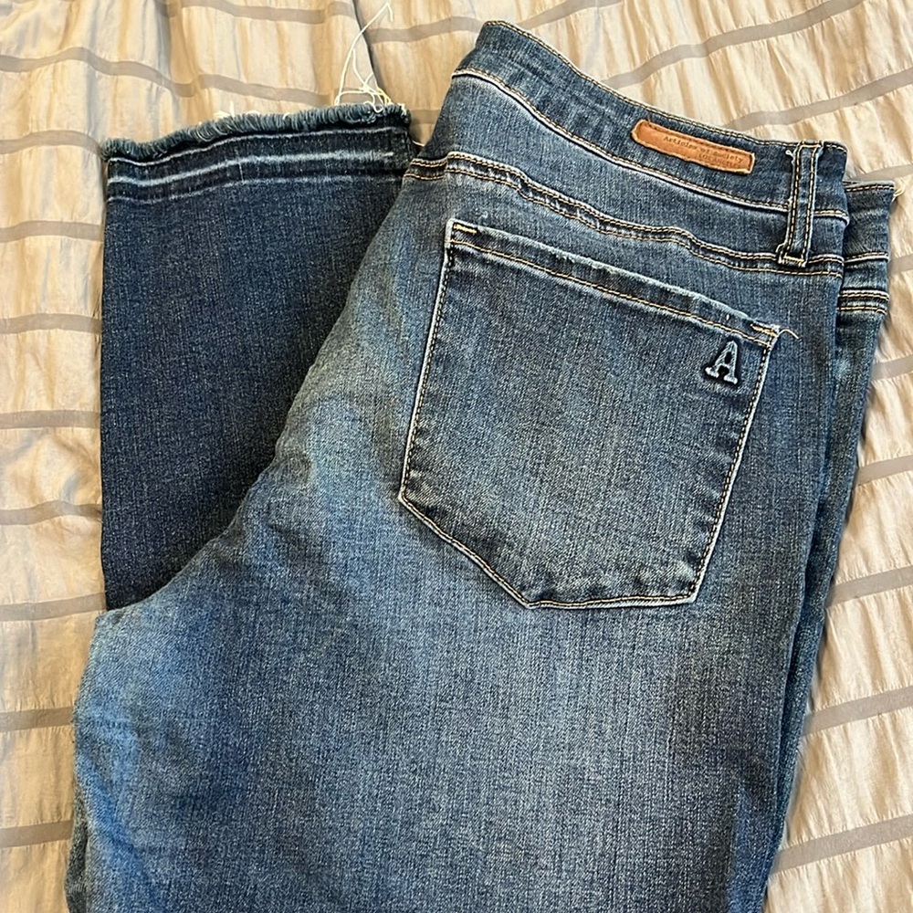 Articles of society dark wash skinny jeans raw hem